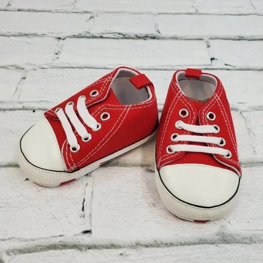 Infant Size 6 Red Soft Sole Baby Shoes, Baby sneakers for girls or boys
